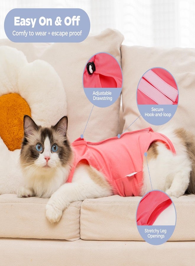 Avont Cat Recovery Suit Post-Surgery Onesie, Breathable Cone-of-Shame Alternative Bodysuit for Spayed Female Kittens, Skin Abdonminal Wound Care -RosepinkM - Image 3